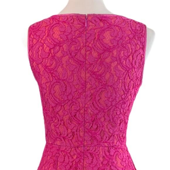 Adrianna Papell Party Dress Fuchsia Pink Lace A-line Dress Women's Size 4 - Picture 8 of 10